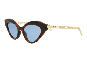 Gucci Cat Eye Sunglasses Havana Gold/Blue