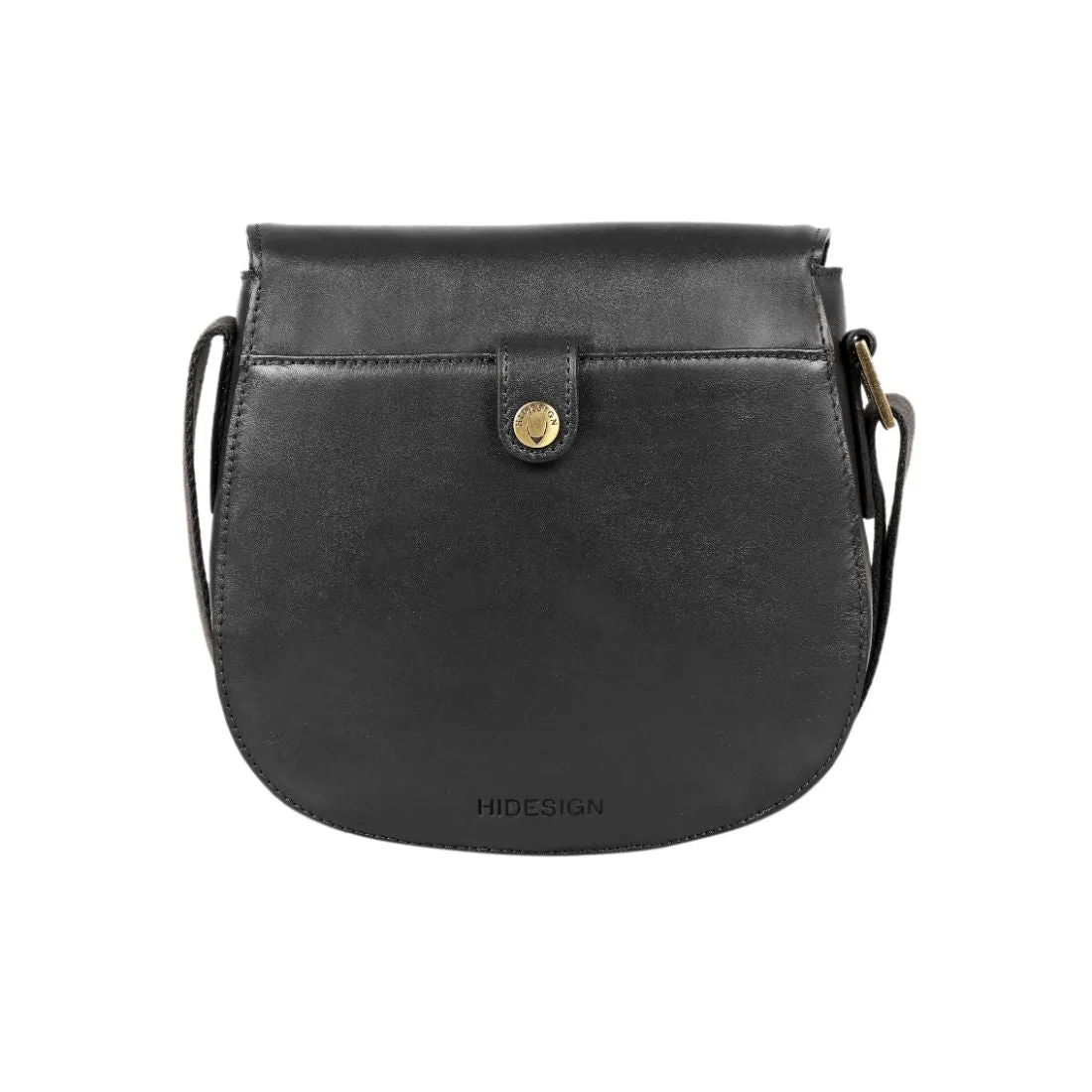 Hidesign Petra Leather Crossbody Bag With Saddle Shape and Faux Buckle Closure