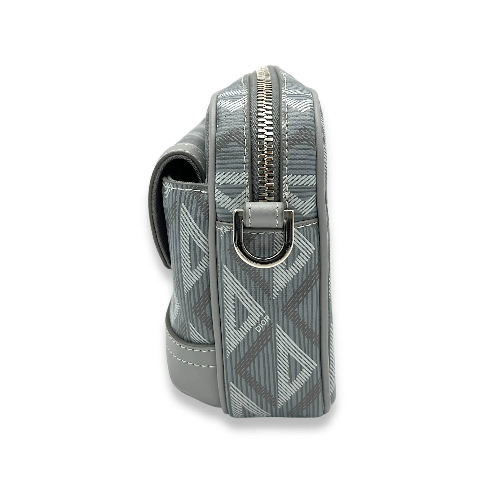 Hit The Road Grey Crossbody Bag in Coated Canvas, Silver hardware