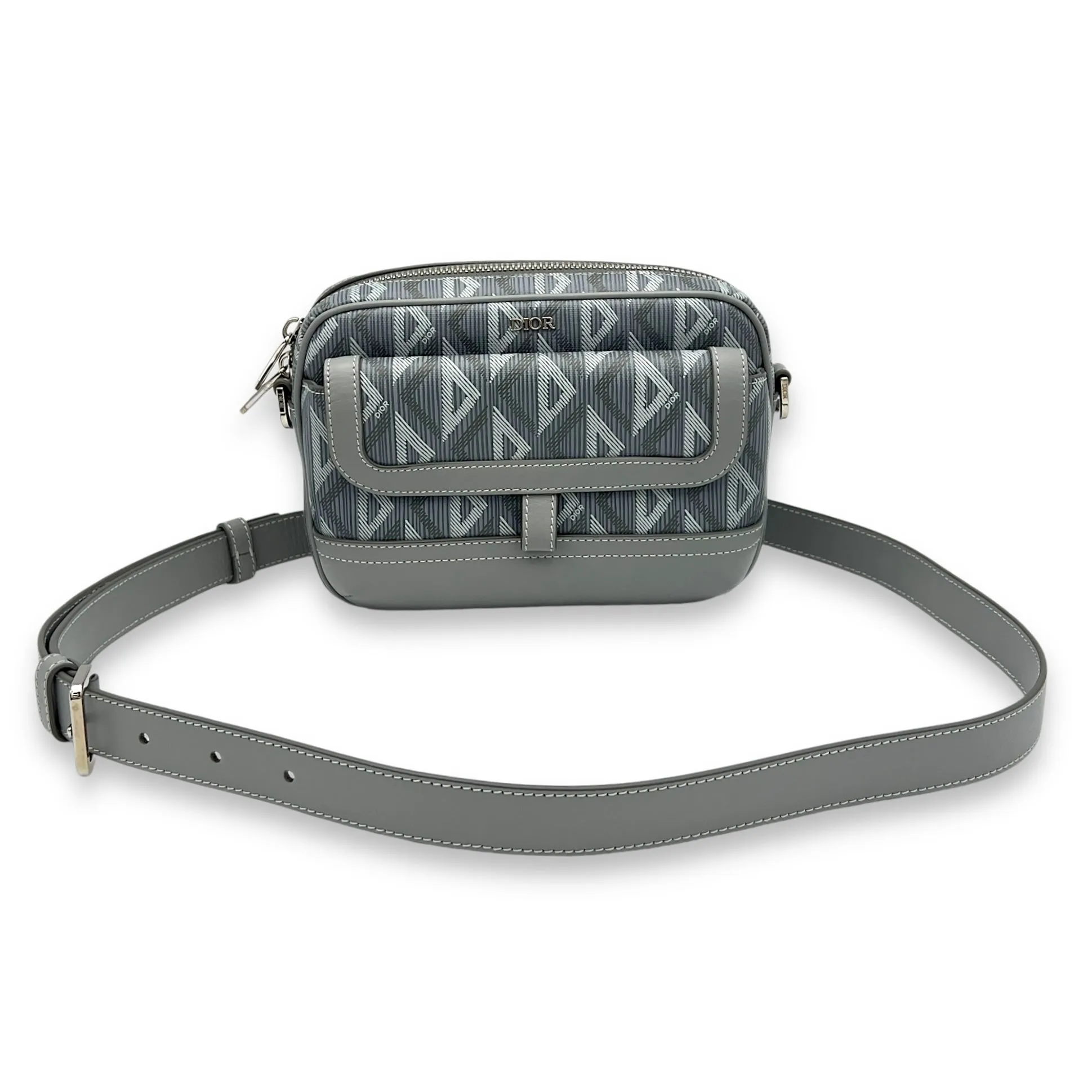 Hit The Road Grey Crossbody Bag in Coated Canvas, Silver hardware