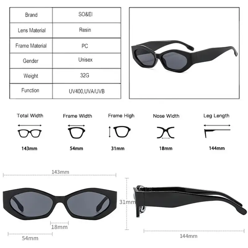 Ins popular fashion polygon cat eye women sunglasses retro colorful