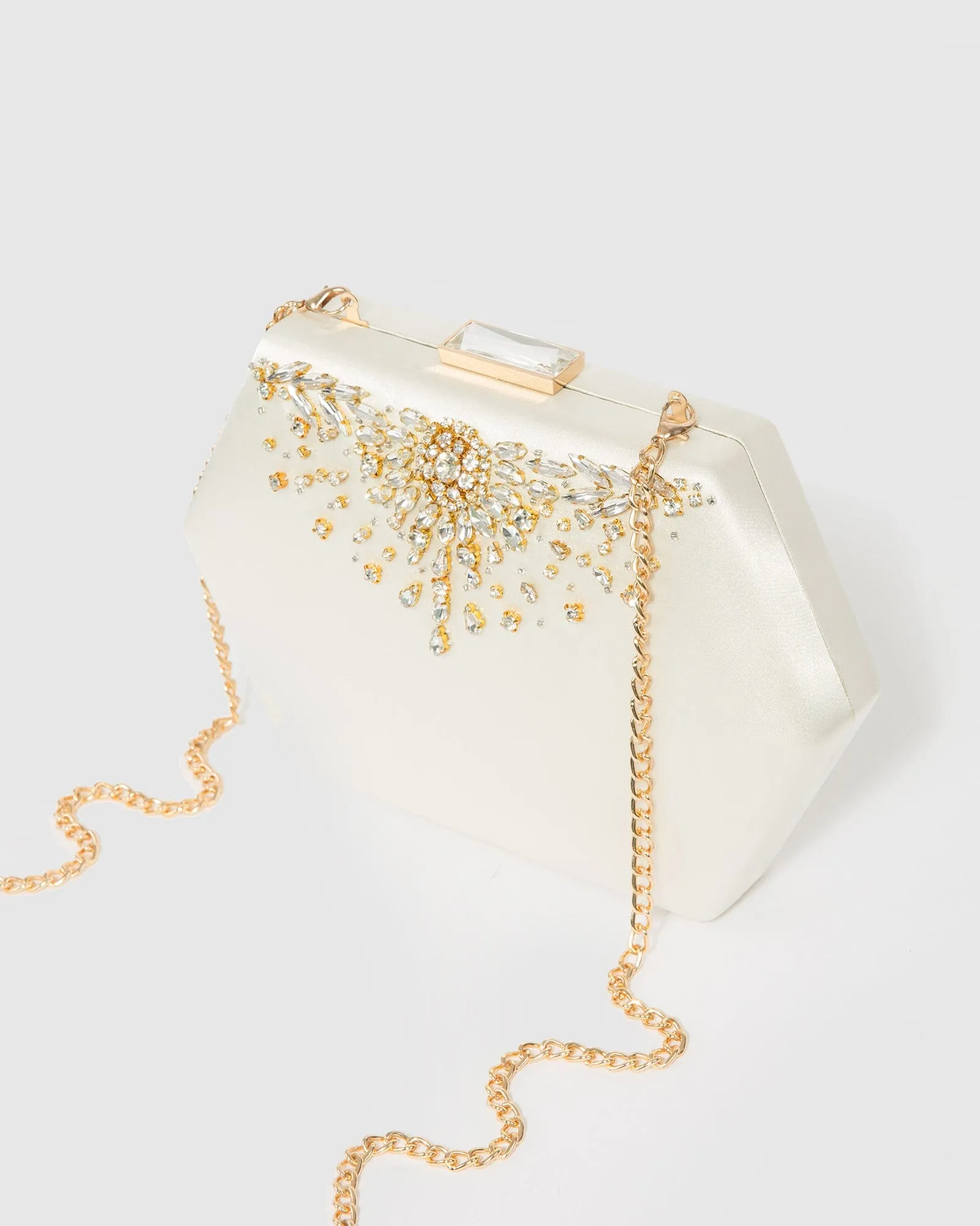 Ivory Evelyn Crystal Clutch Bag