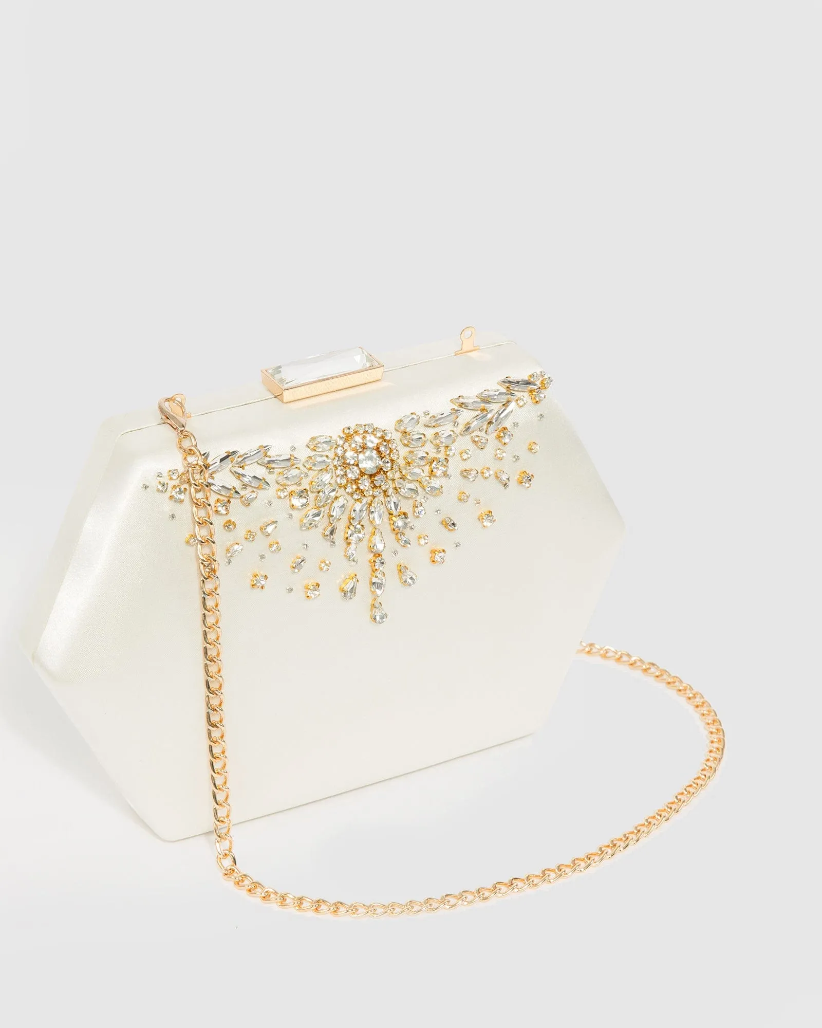 Ivory Evelyn Crystal Clutch Bag