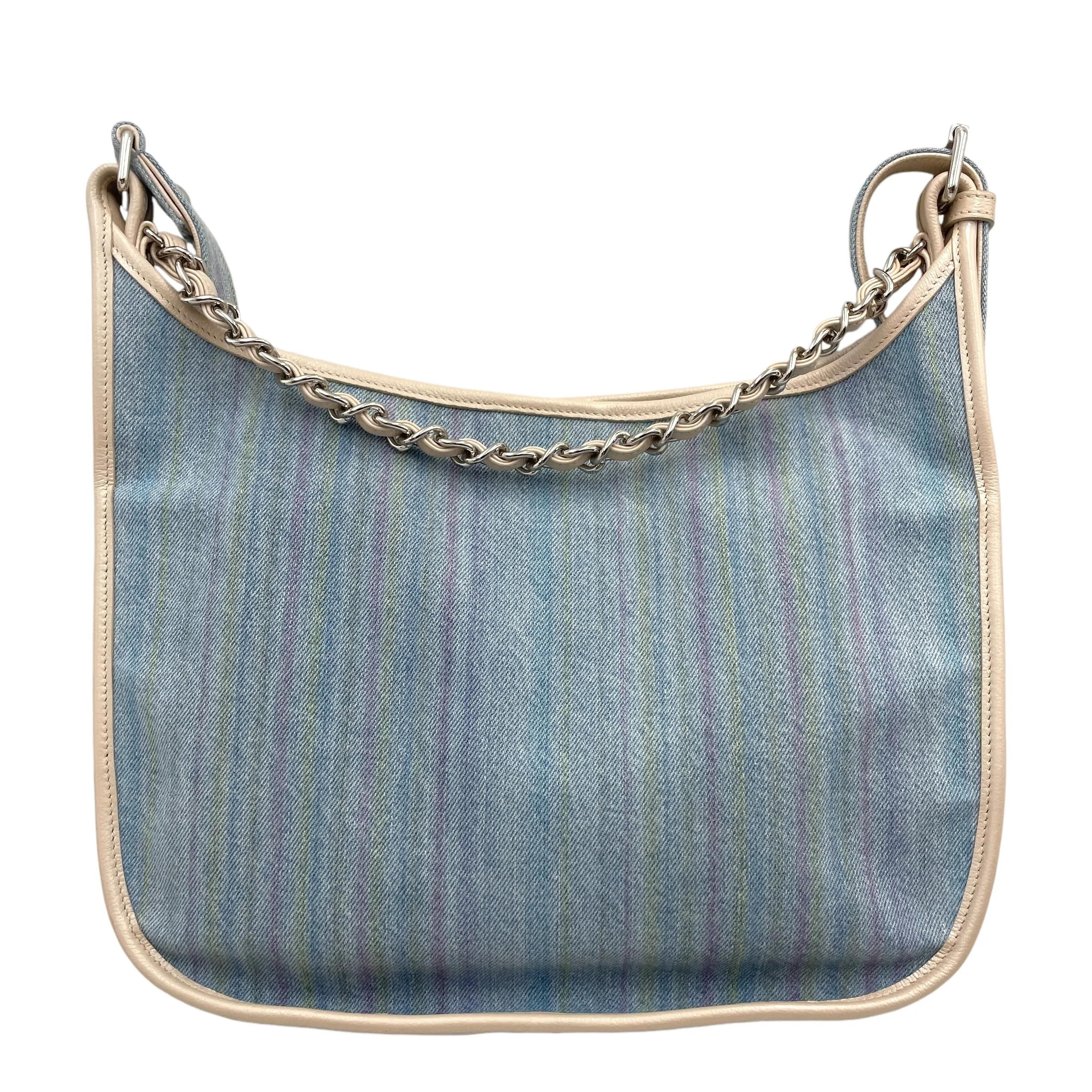 Jungle Stroll Hobo Light Blue, ivory, pink, yellow Crossbody Bag in Calfskin, Silver hardware