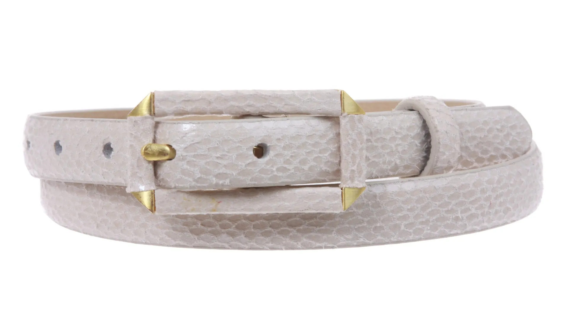 Ladies Snake Print Non leather Skinny Belt