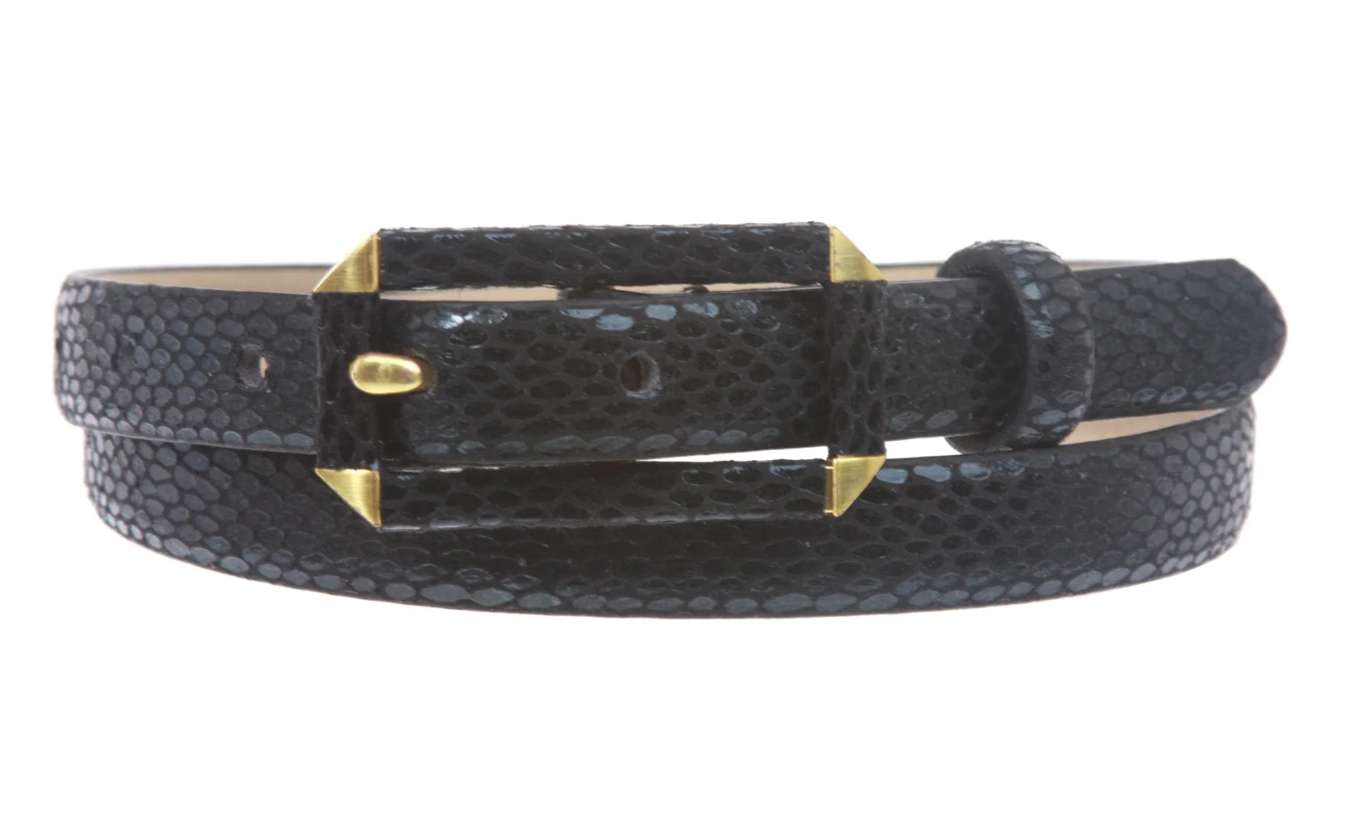 Ladies Snake Print Non leather Skinny Belt