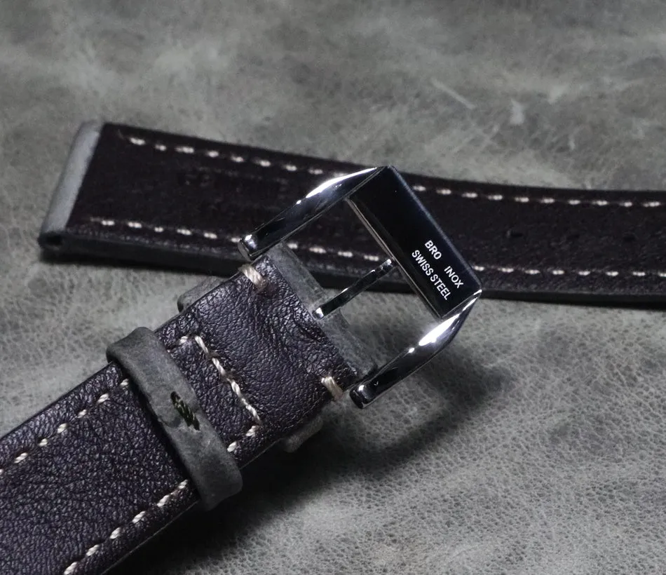 Leather Watch Strap 22mm 21mm Light Grey Leather and White Stitches Black Bay 58 Bronze Red Blue B Uhr Pilot Watch Gt2 Square Leather Cowhide Strap