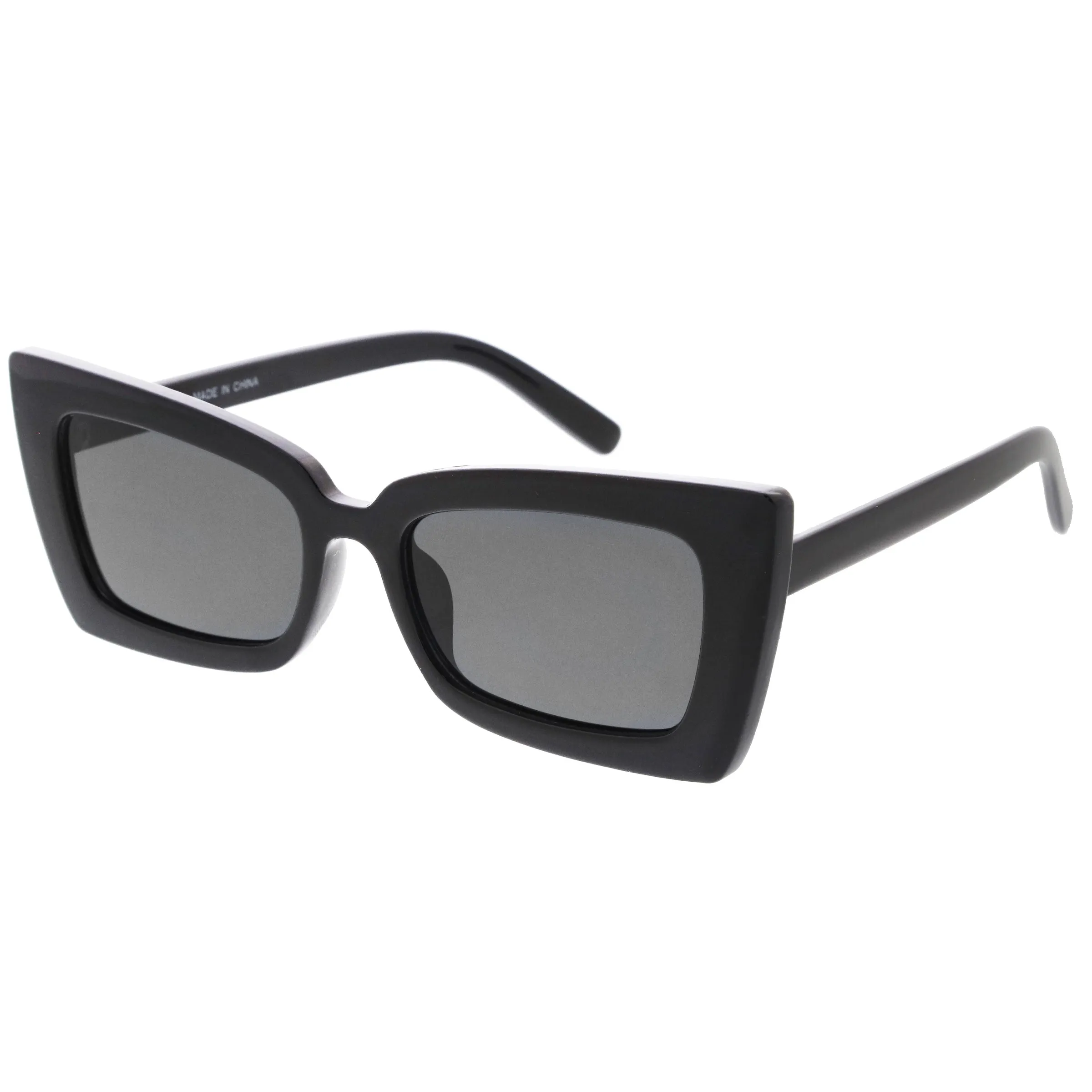 Medium Flat Lens Thick Rimmed Cat Eye Sunglasses D265