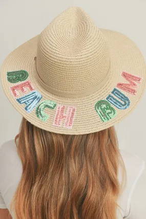 MH0115 Sequin Letter "Beach Bum" Panama Hat