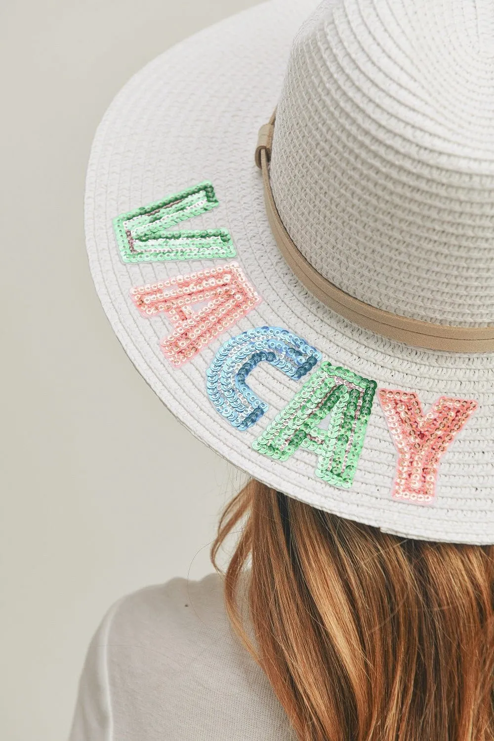 MH0117 Sequin Letter "Vacay Vibe" Panama Hat