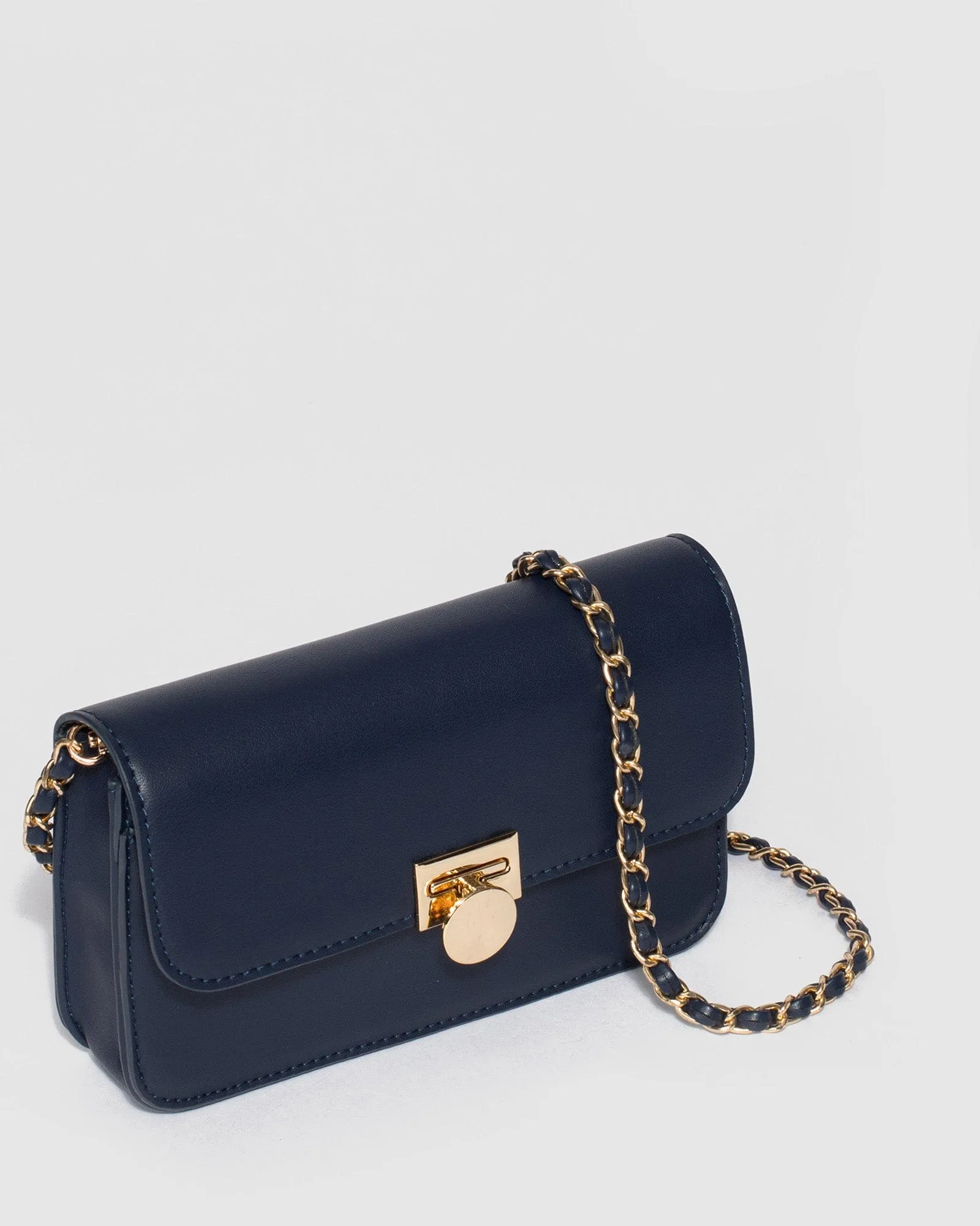 Navy Blue Eboni Hardware Crossbody Bag