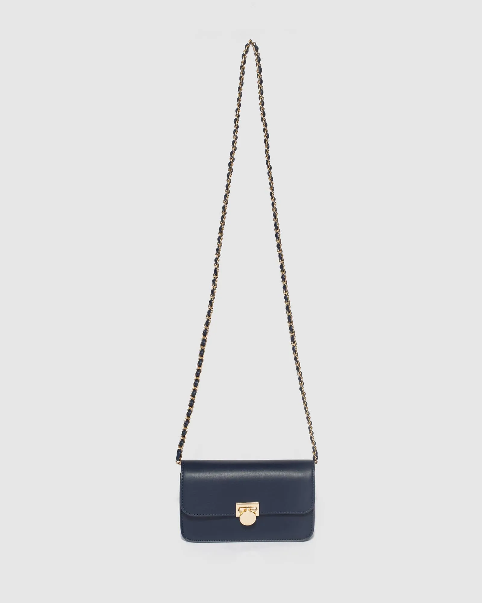 Navy Blue Eboni Hardware Crossbody Bag