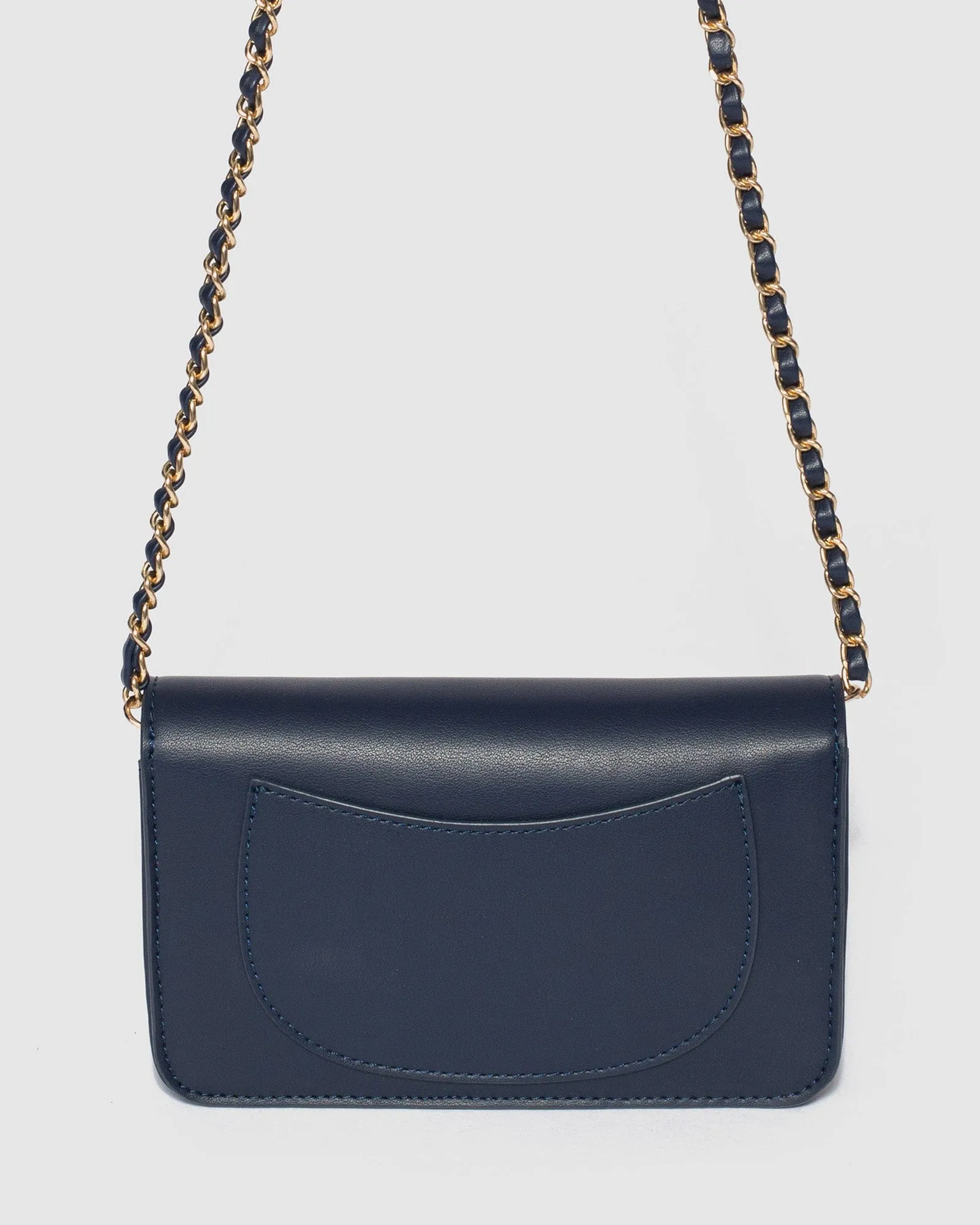 Navy Blue Eboni Hardware Crossbody Bag