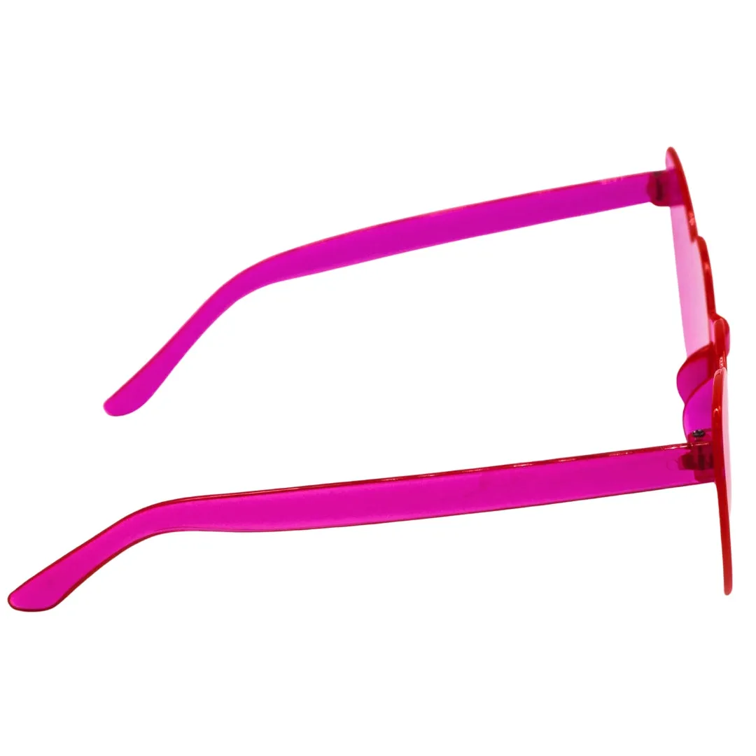 Neon Pink Acrylic Heart Cat-Eye Glasses (Each)