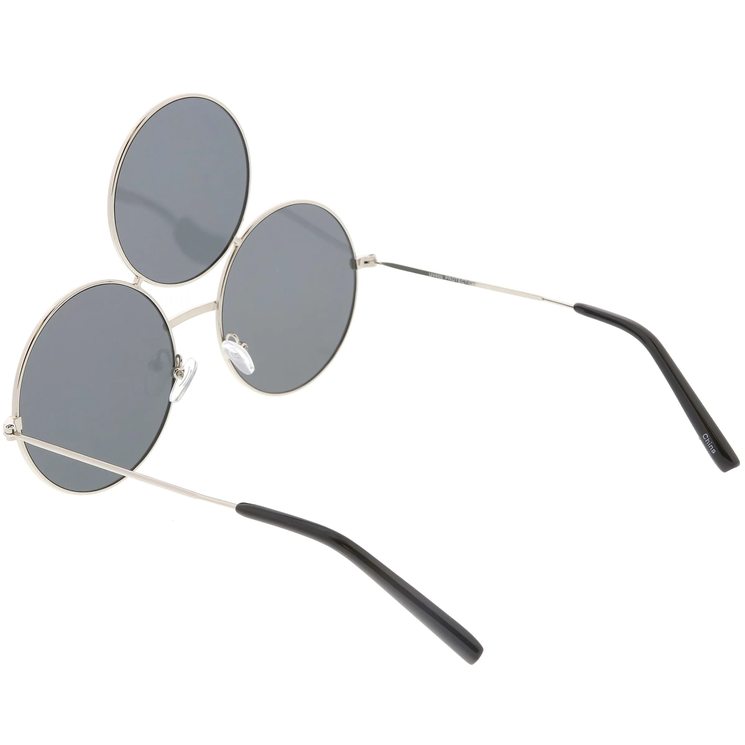 Novelty Oversize Round Triple Circle Color Tone Sunglasses C715