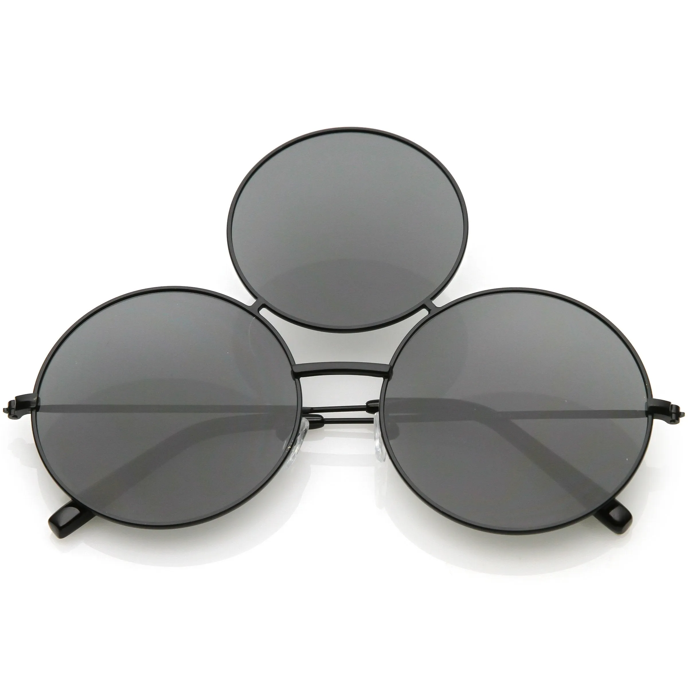 Novelty Oversize Round Triple Circle Color Tone Sunglasses C715