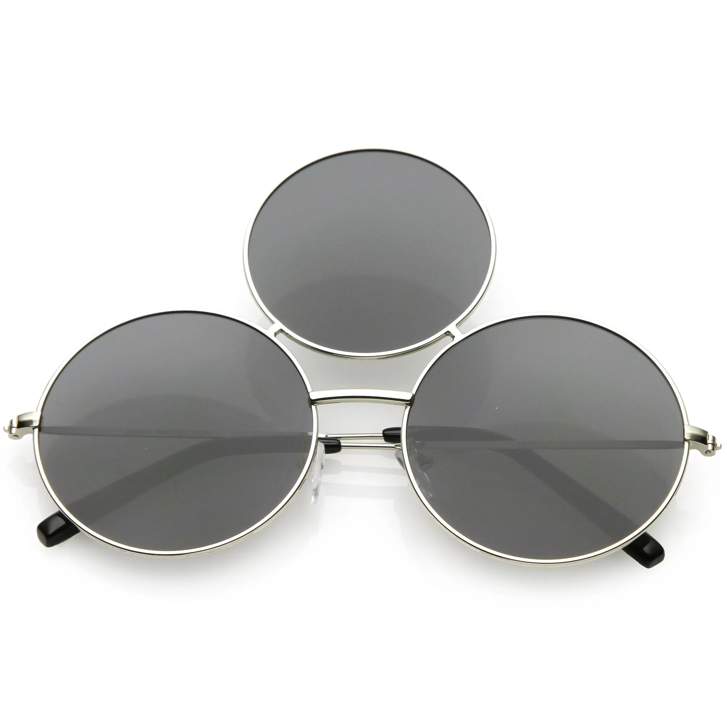 Novelty Oversize Round Triple Circle Color Tone Sunglasses C715