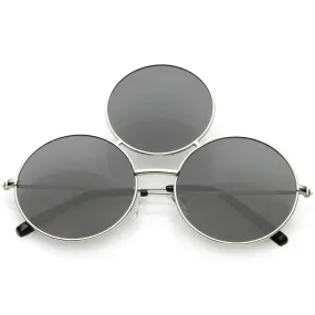 Novelty Oversize Round Triple Circle Color Tone Sunglasses C715