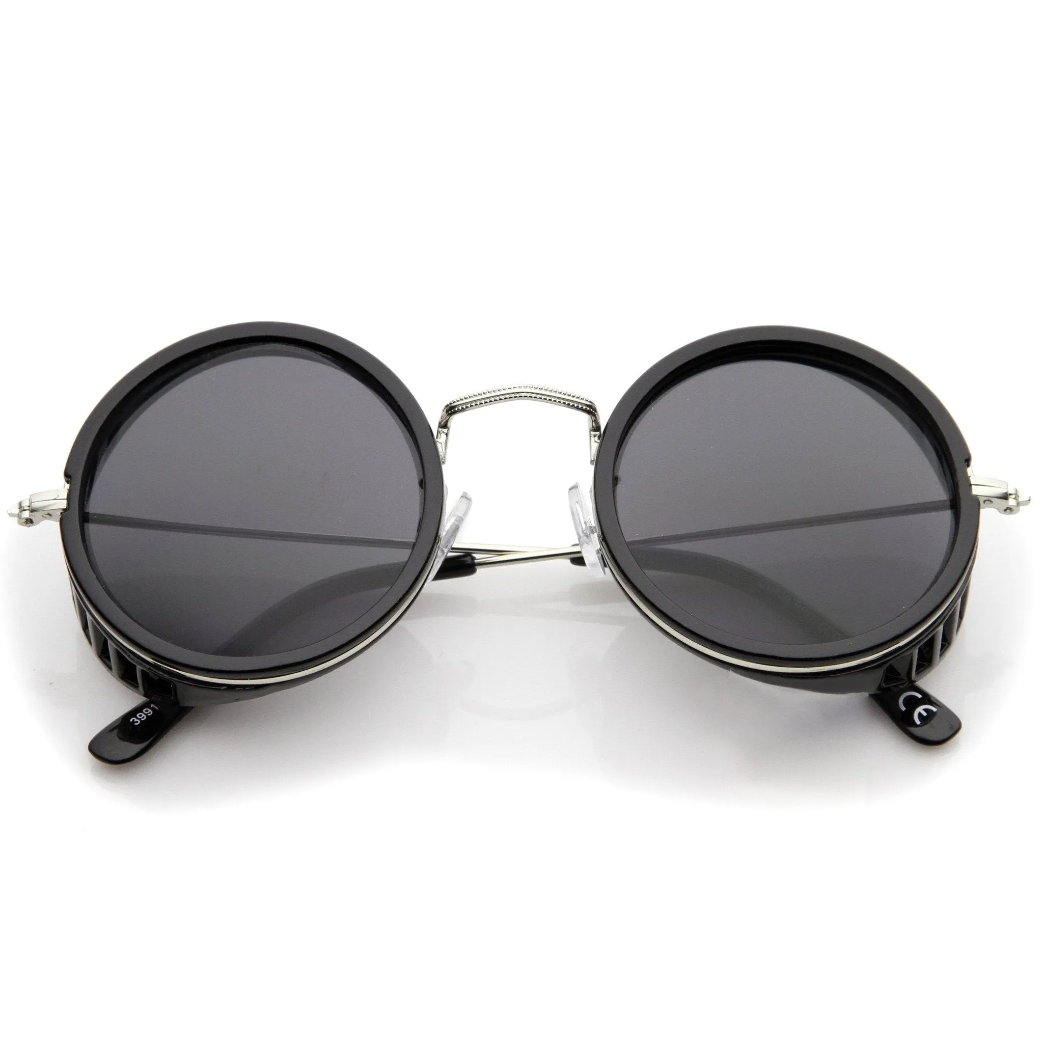 Retro Steampunk Sidecar Round Side Cover Sunglasses A766