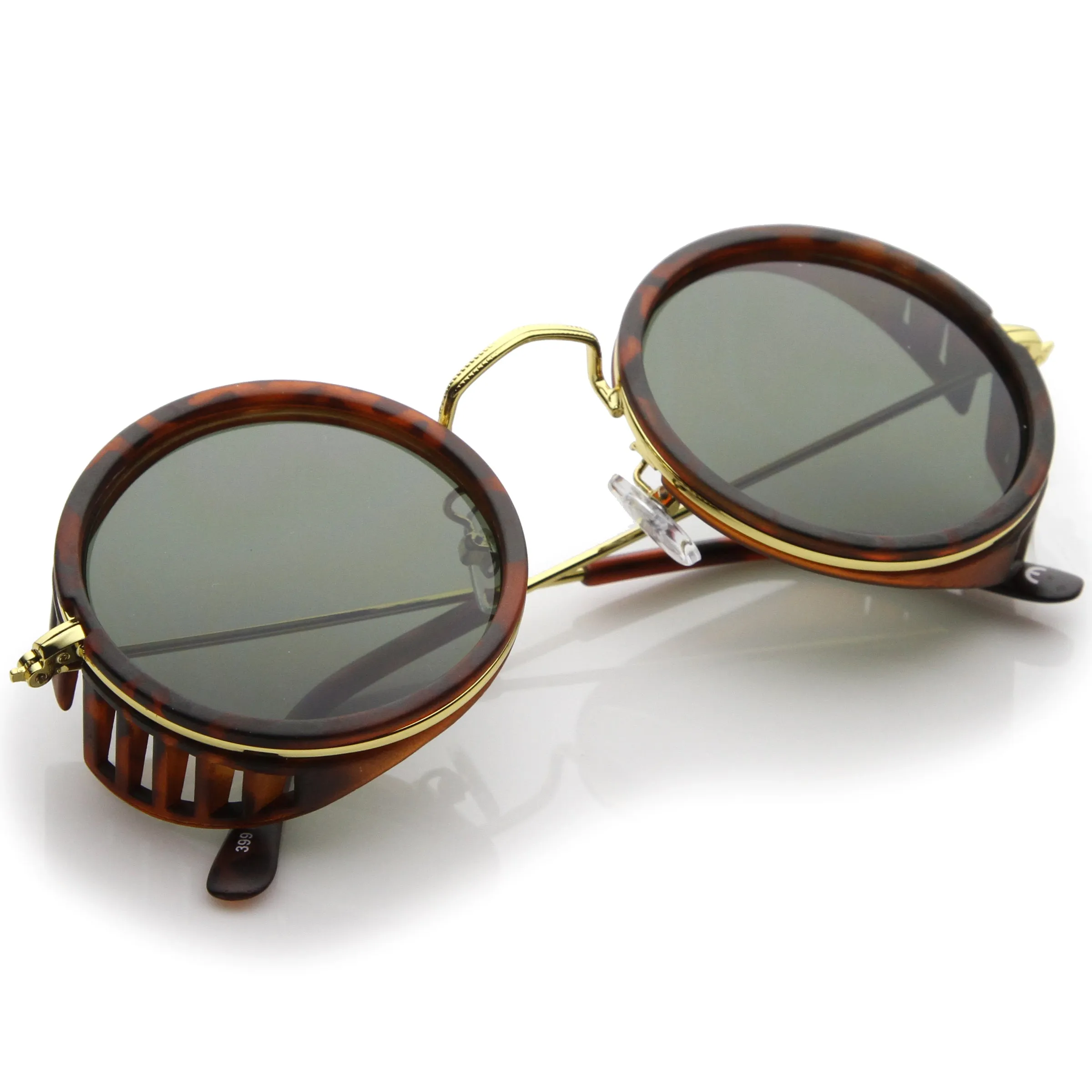 Retro Steampunk Sidecar Round Side Cover Sunglasses A766