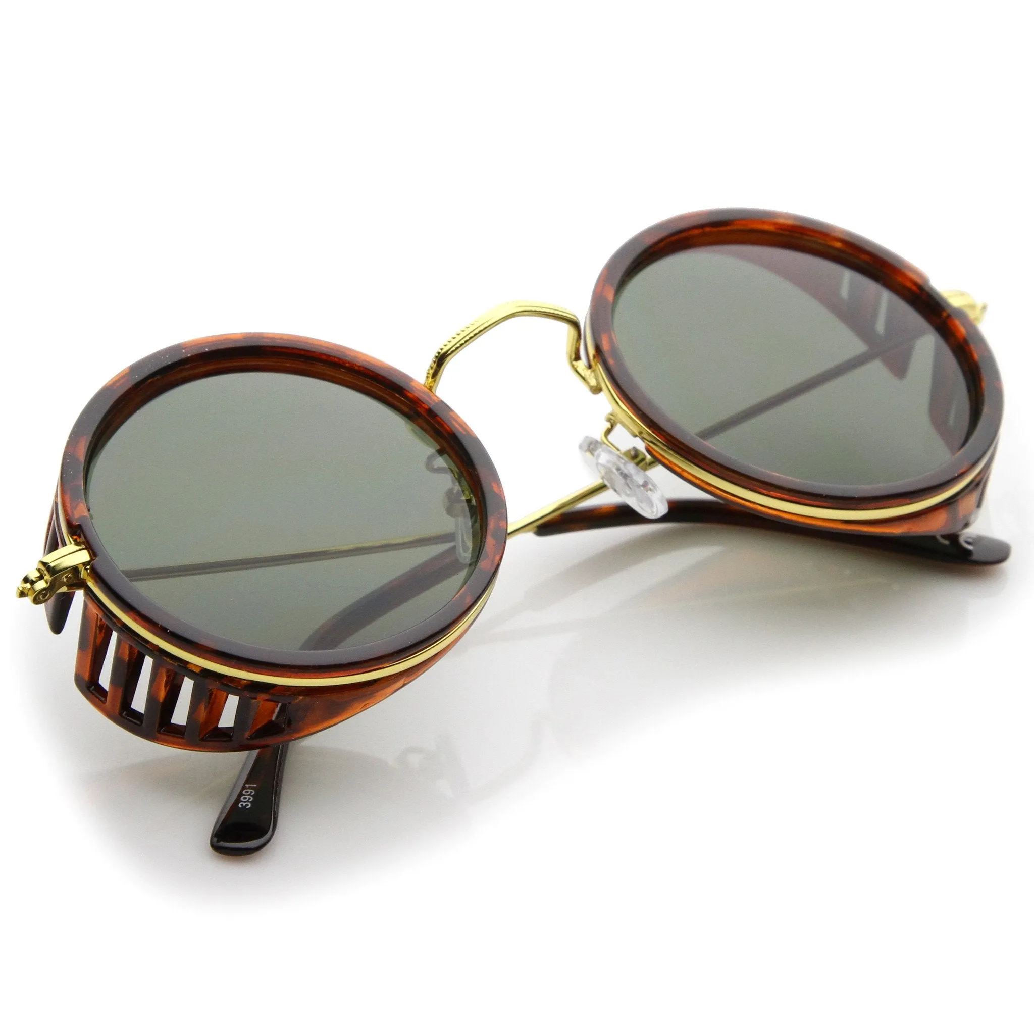 Retro Steampunk Sidecar Round Side Cover Sunglasses A766