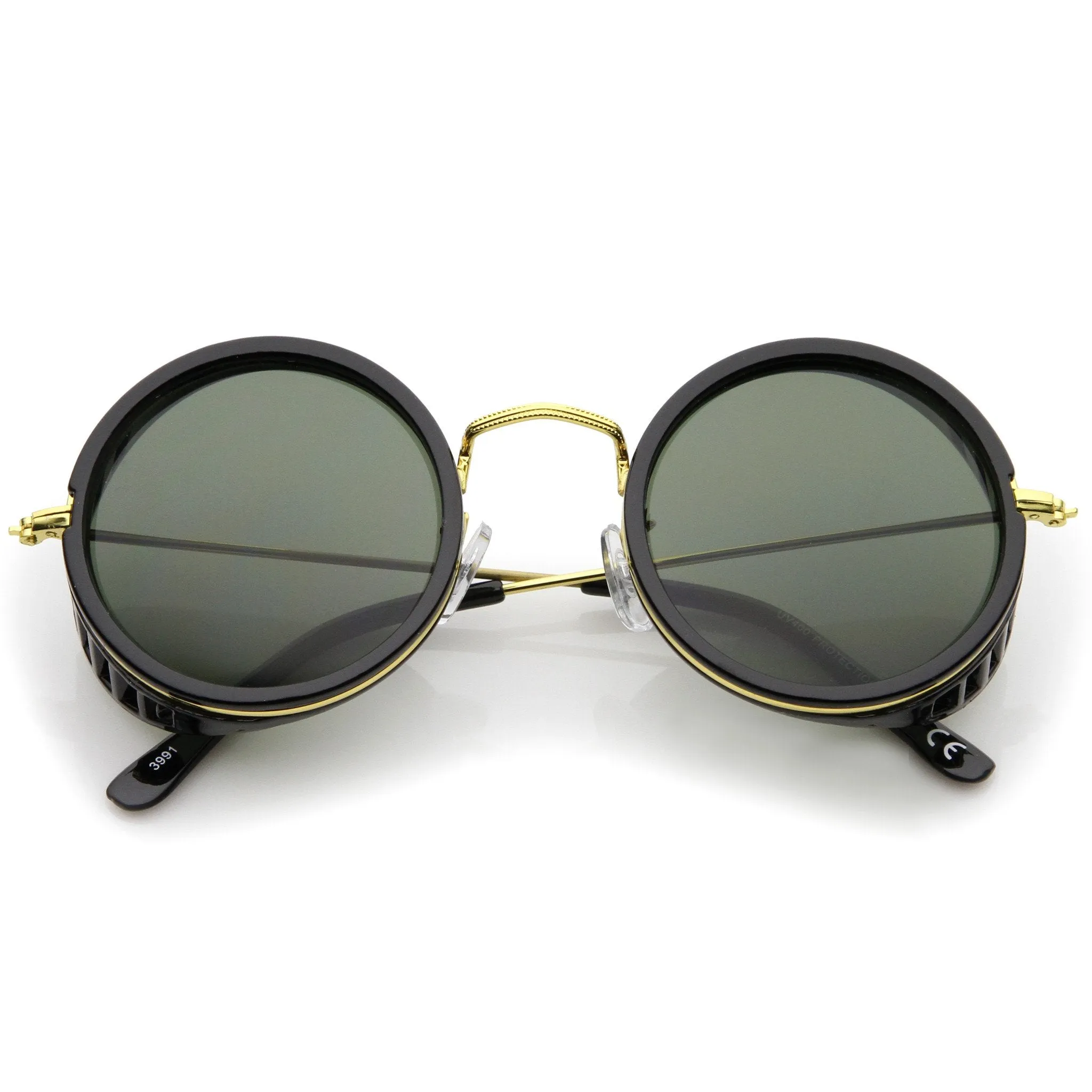 Retro Steampunk Sidecar Round Side Cover Sunglasses A766