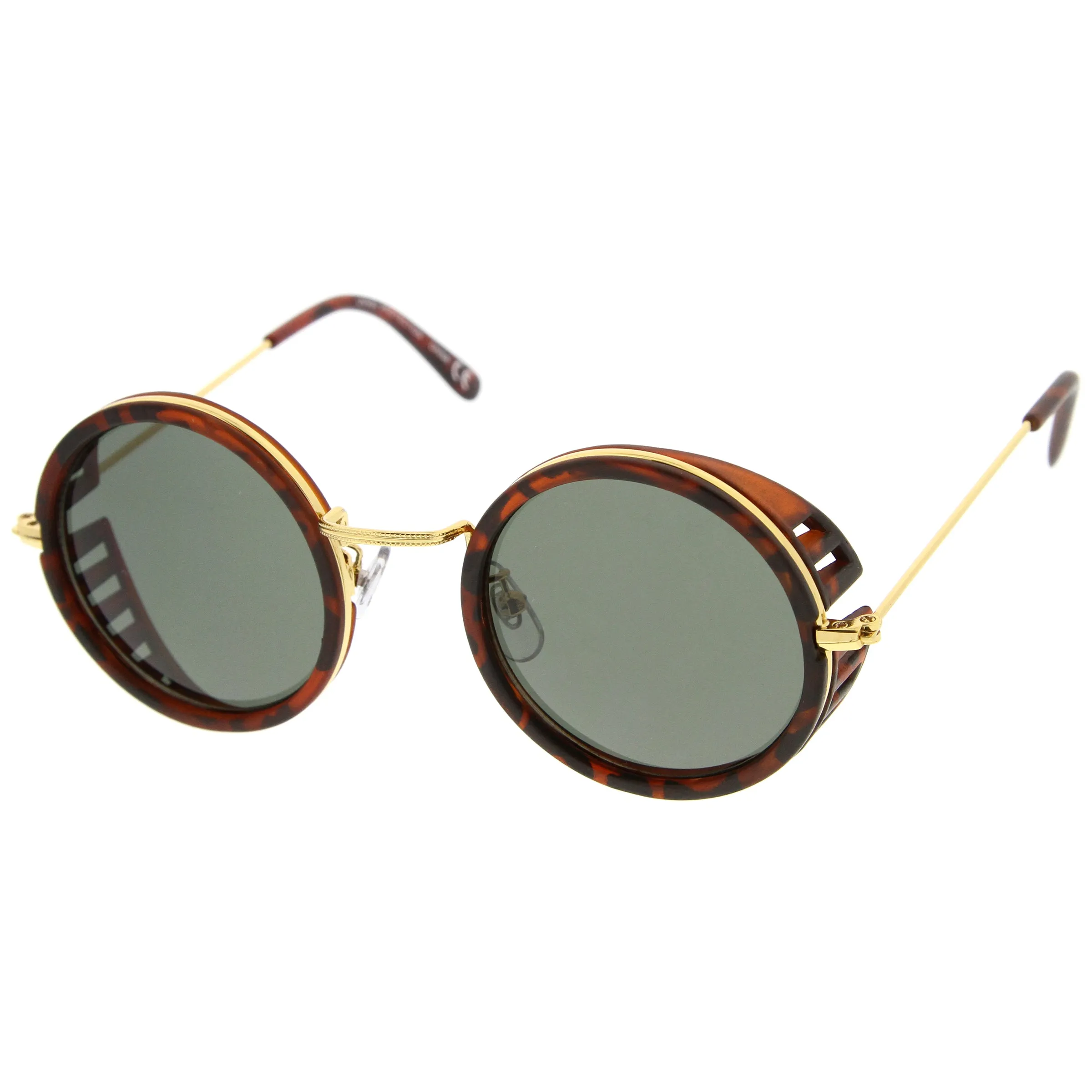 Retro Steampunk Sidecar Round Side Cover Sunglasses A766