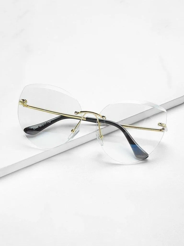 Rimless Cat Eye Glasses