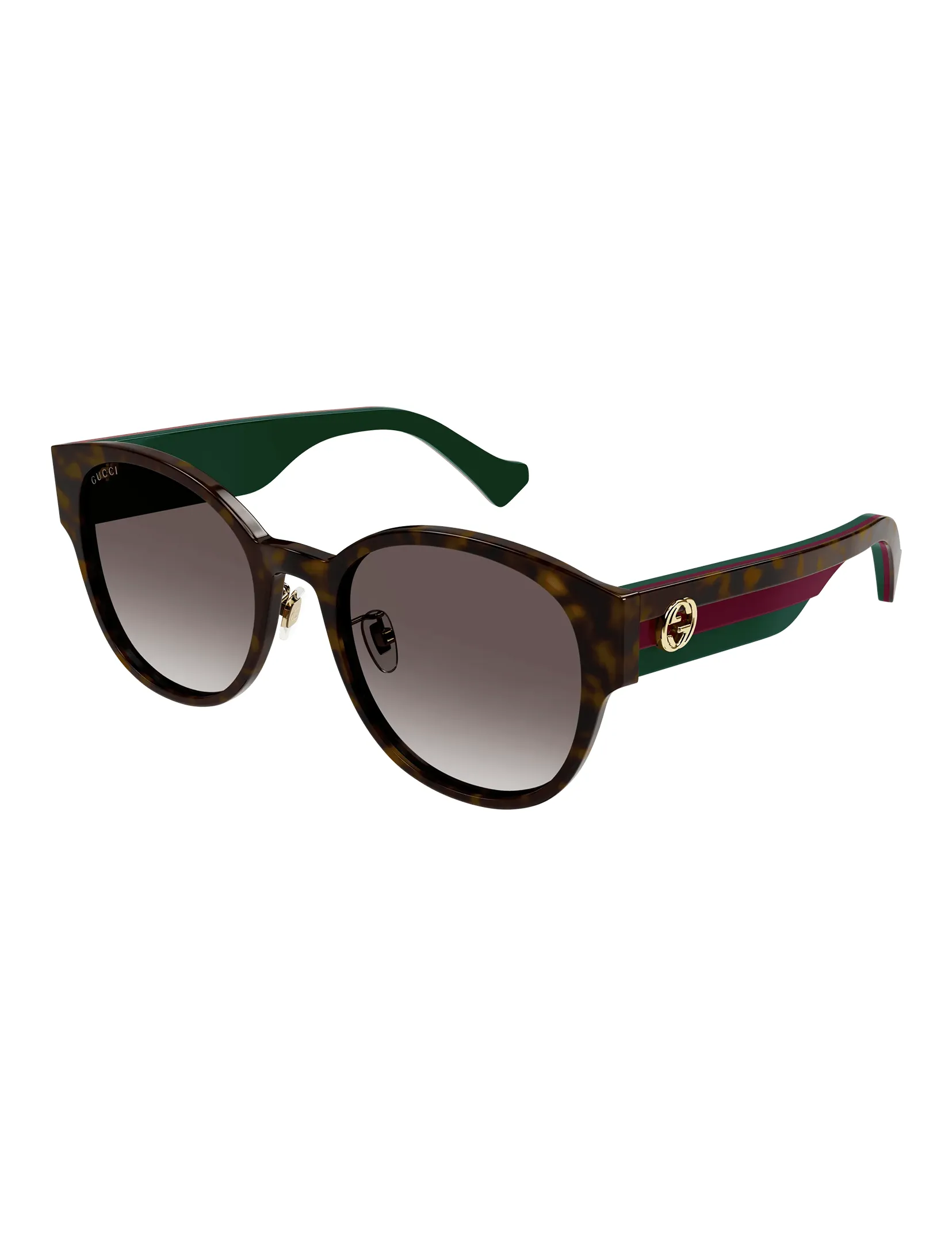 Round Striped Sunglasses, Havana/Brown