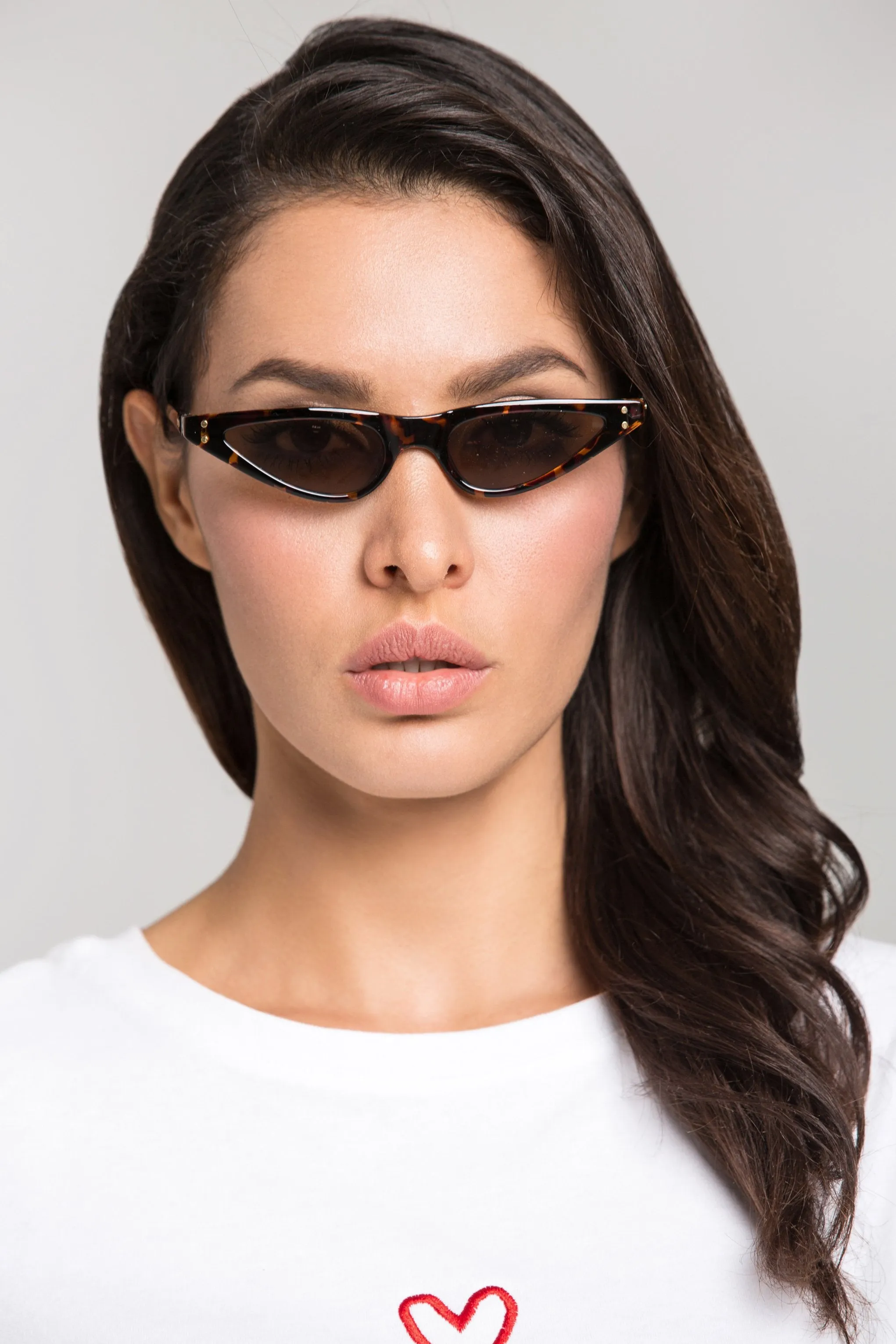 Tortoise Super Slim Cat Eye Sunglasses