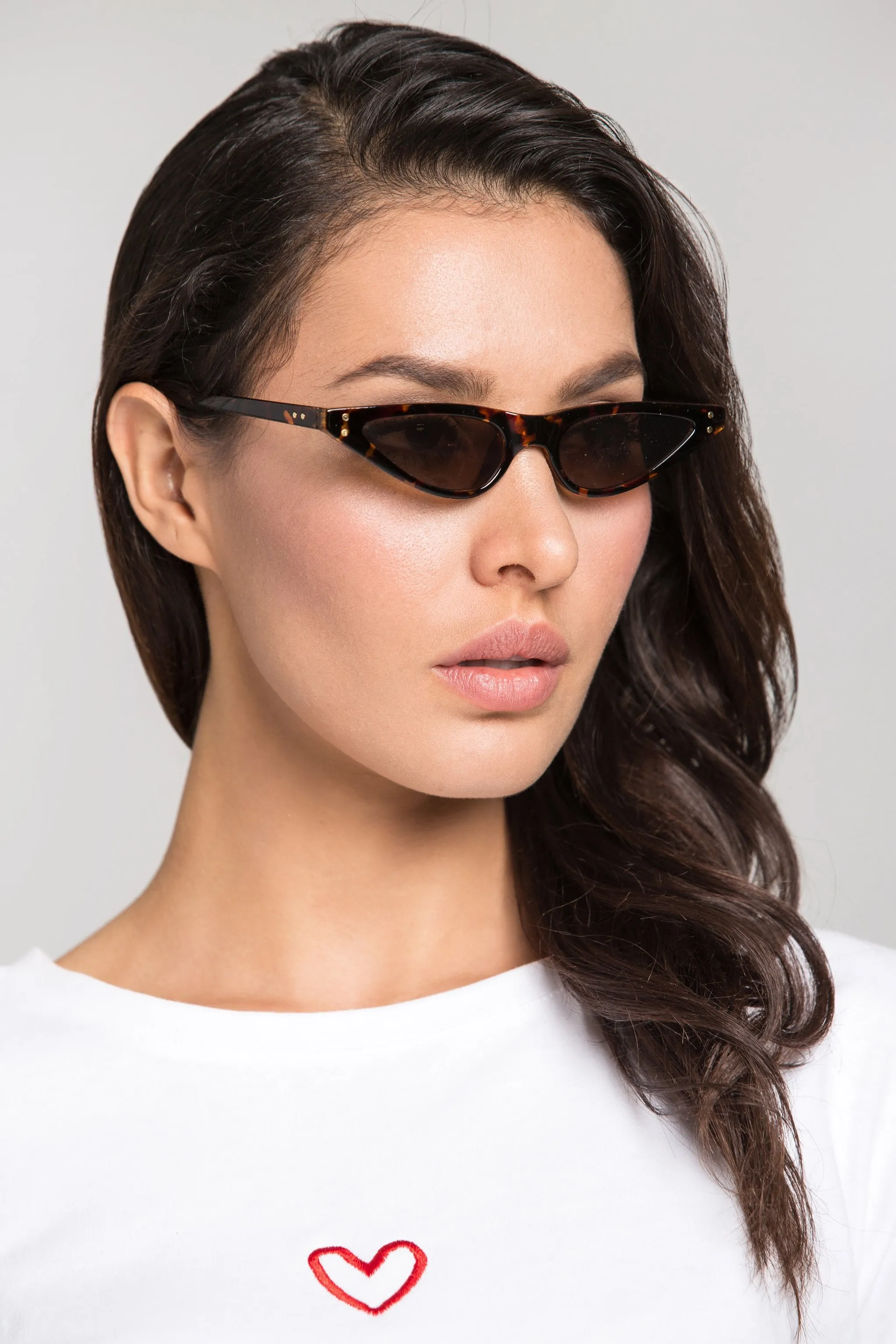 Tortoise Super Slim Cat Eye Sunglasses