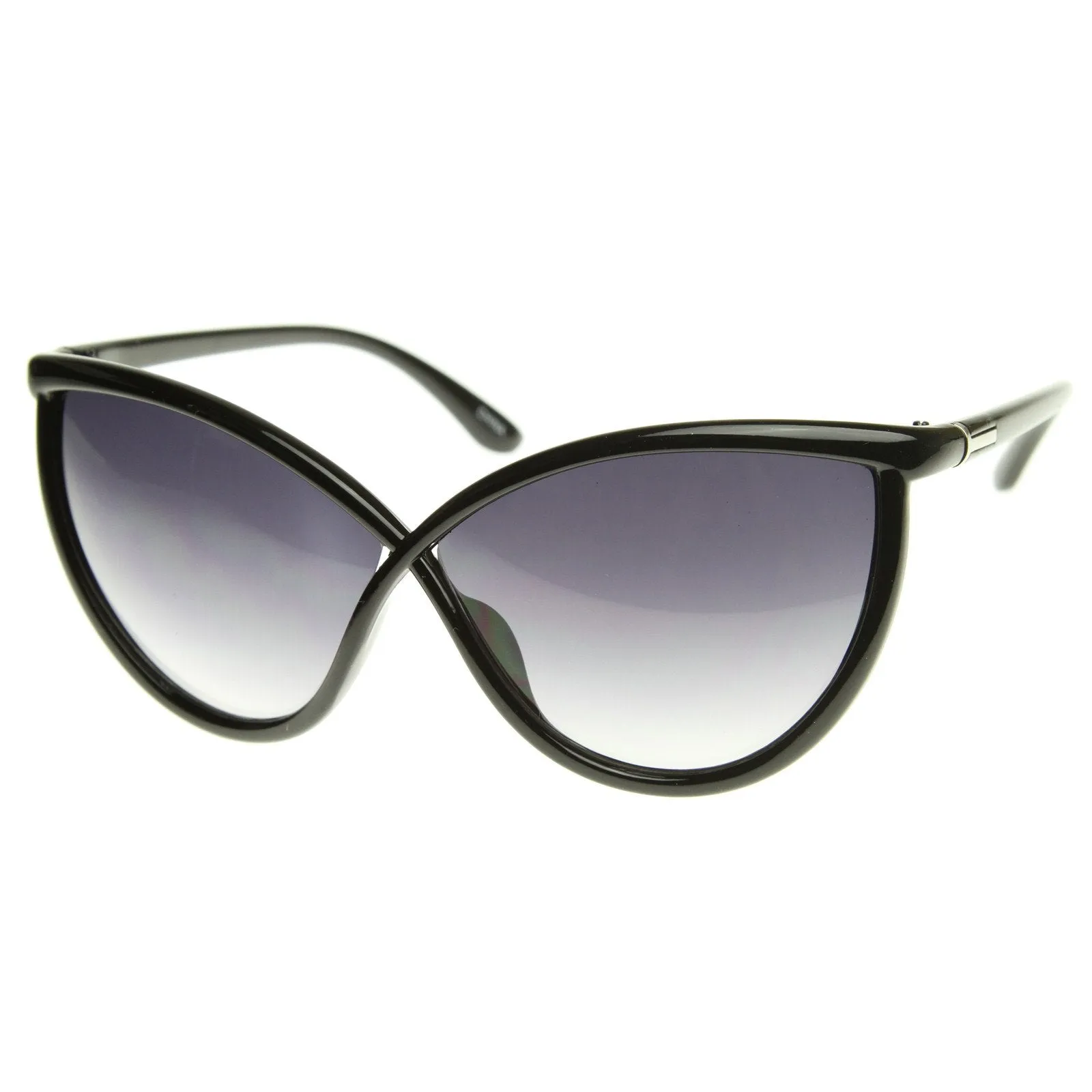 Unique Super Oversize Cat Eye Sunglasses Detailed Temple 8523