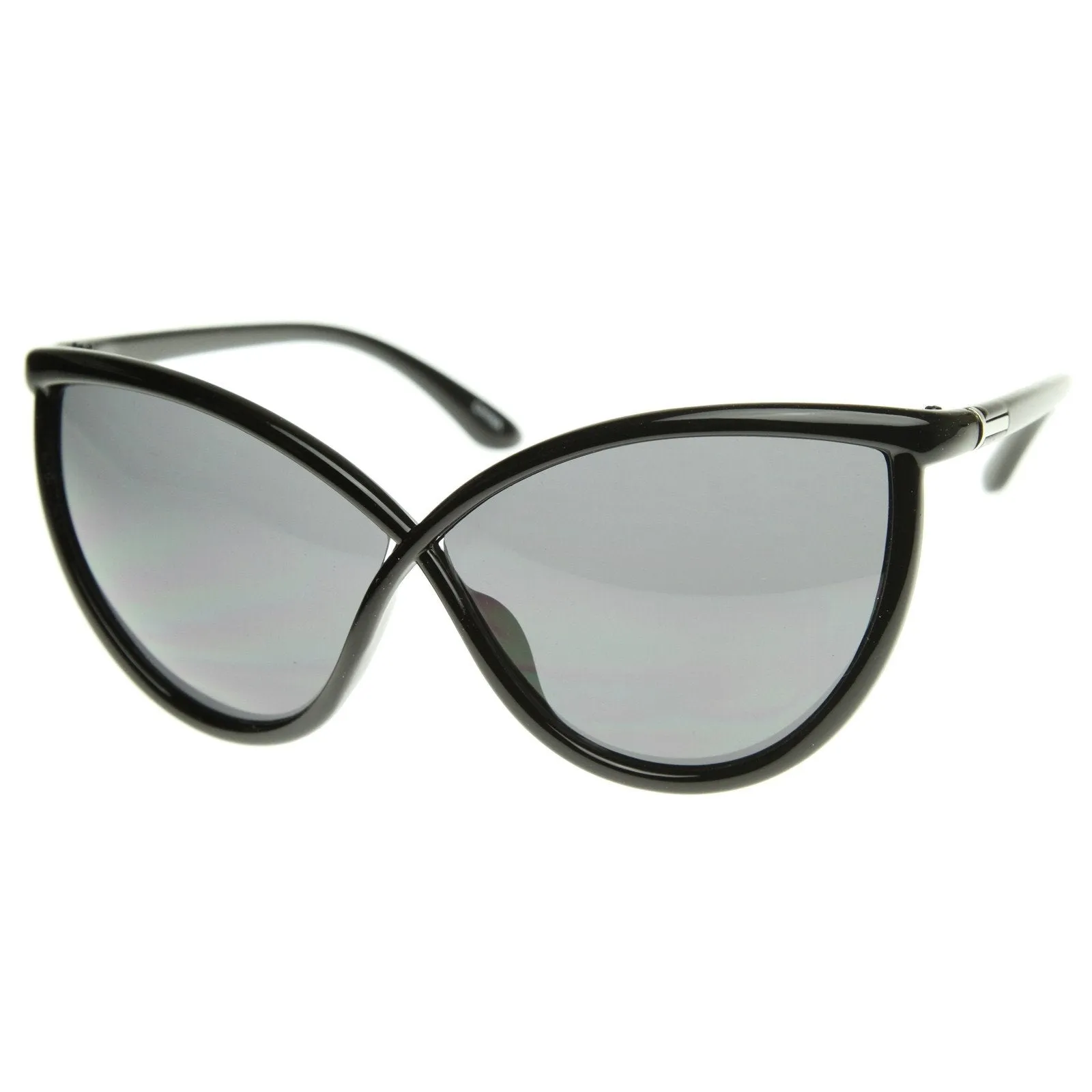 Unique Super Oversize Cat Eye Sunglasses Detailed Temple 8523