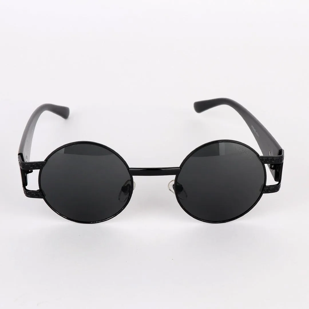 Versace Exclusive Round Black Crested Sunglasses