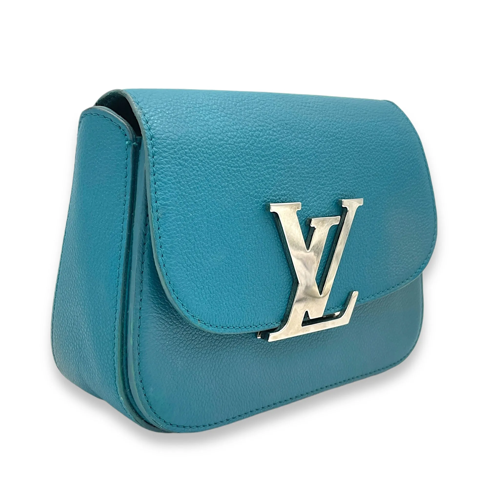 Vivienne Crossbody Bag Blue in Calfskin, Silver hardware