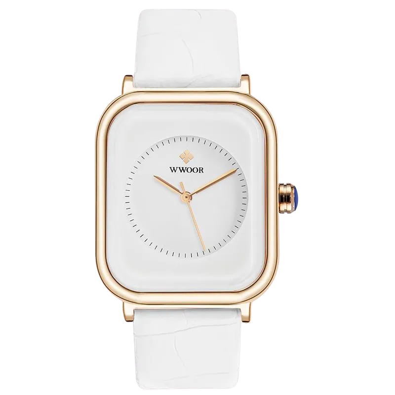 Women Leather Rectangle Minimalist  Quartz Wrist Watches