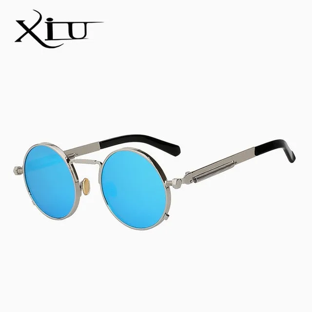 Xiu Brand Men's Steampunk Men Women Sunglasses Round Metal