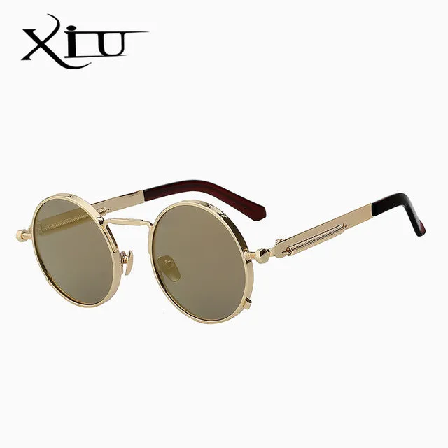 Xiu Brand Men's Steampunk Men Women Sunglasses Round Metal