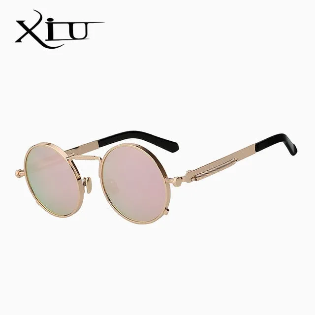 Xiu Brand Men's Steampunk Men Women Sunglasses Round Metal