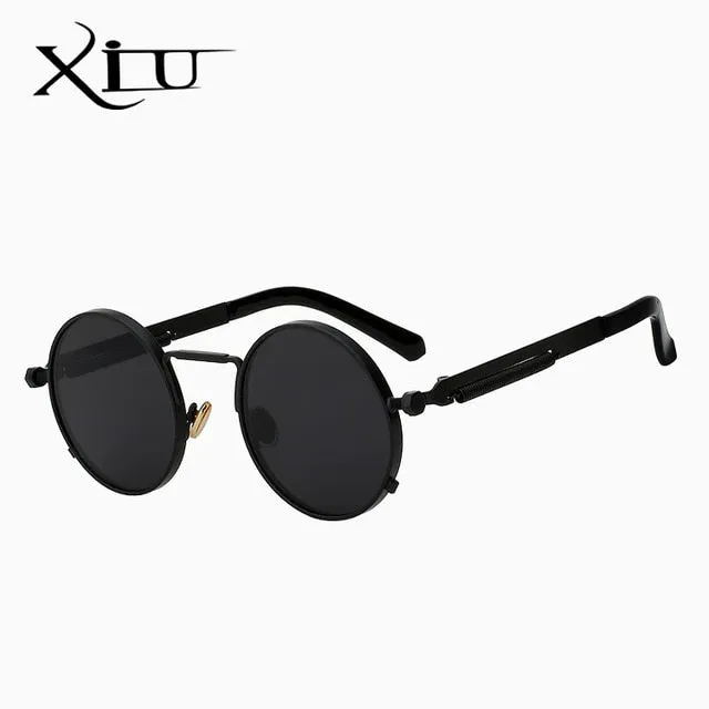 Xiu Brand Men's Steampunk Men Women Sunglasses Round Metal