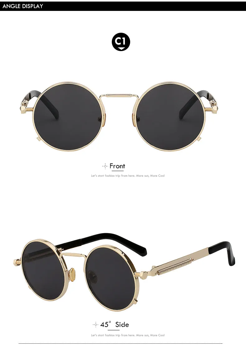 Xiu Brand Men's Steampunk Men Women Sunglasses Round Metal