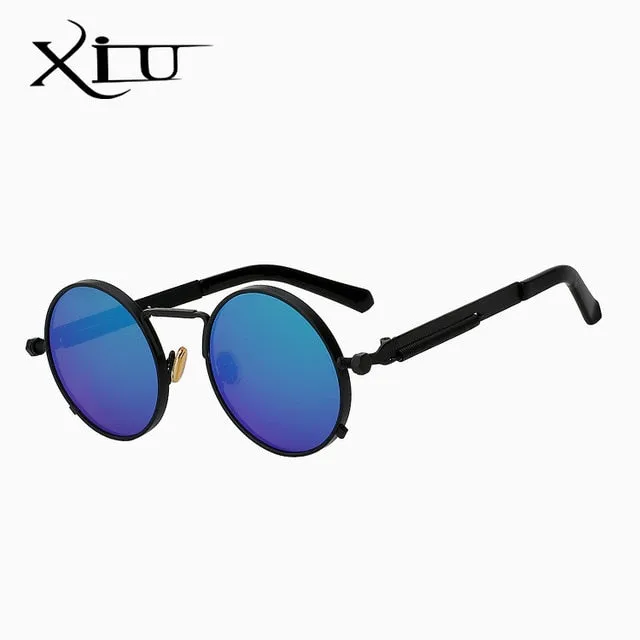 Xiu Brand Men's Steampunk Men Women Sunglasses Round Metal