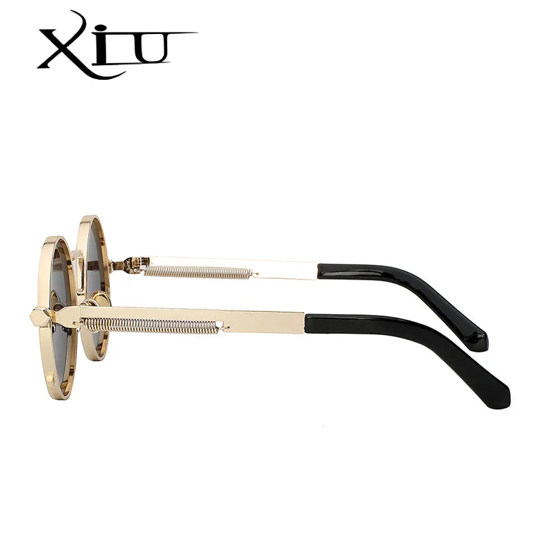 Xiu Brand Men's Steampunk Men Women Sunglasses Round Metal