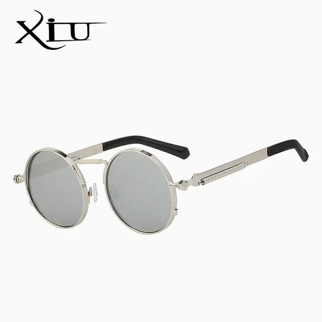 Xiu Brand Men's Steampunk Men Women Sunglasses Round Metal