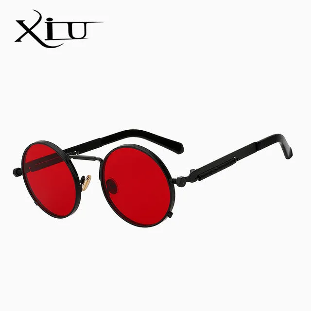 Xiu Brand Men's Steampunk Men Women Sunglasses Round Metal