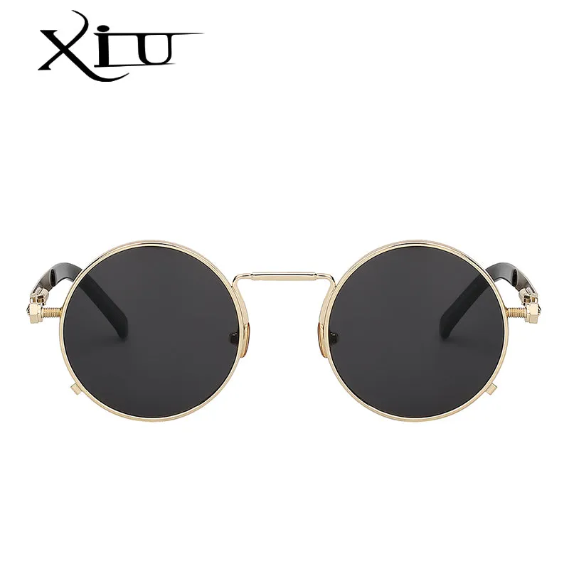 Xiu Brand Men's Steampunk Men Women Sunglasses Round Metal