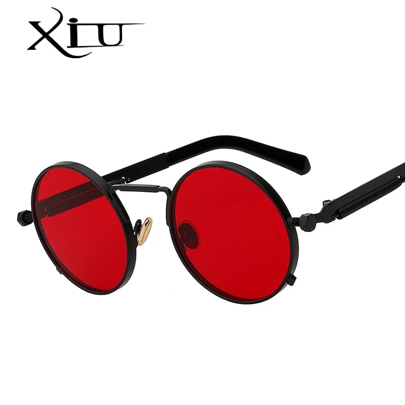 Xiu Brand Men's Steampunk Men Women Sunglasses Round Metal