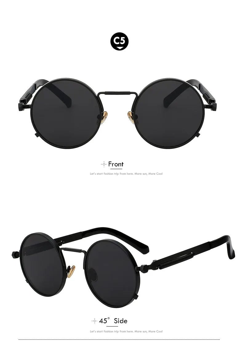 Xiu Brand Men's Steampunk Men Women Sunglasses Round Metal