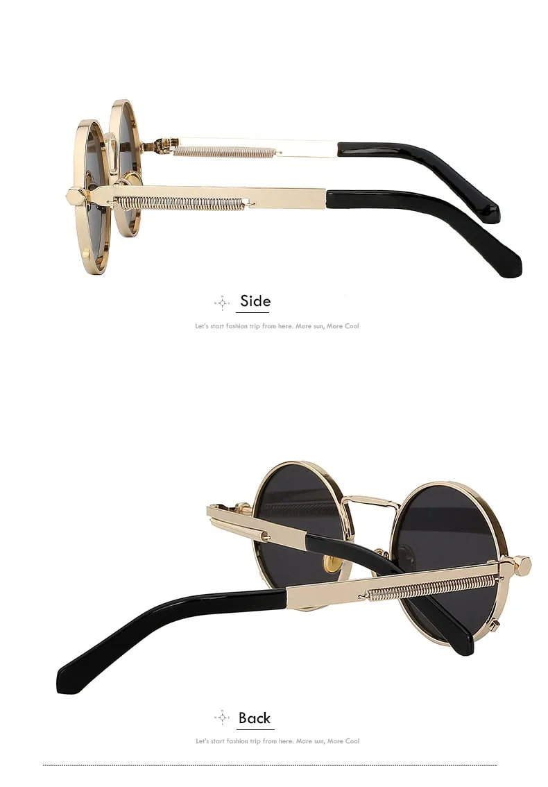 Xiu Brand Men's Steampunk Men Women Sunglasses Round Metal