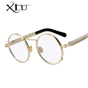 Xiu Brand Men's Steampunk Men Women Sunglasses Round Metal